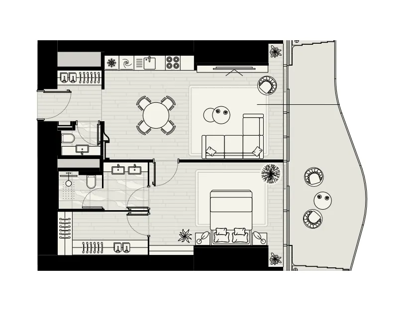 LIV Maritime 1 bed floor plan, 1,173 sqft