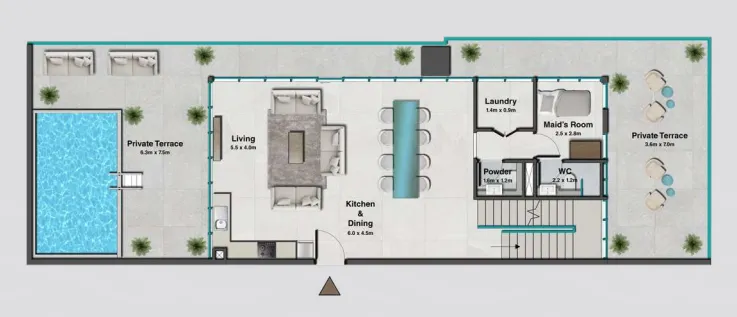 Sky Hills Residence 2 3 bed floor plan, 3,097 sqft