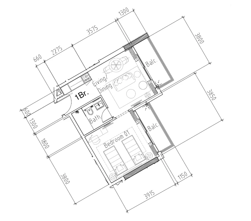 Damac Hills 2 - Hotel Edge by Rotana 1 bed floor plan, 547 sqft