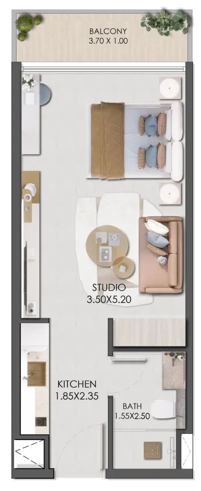 Legado by Prescott Studio floor plan, 380 sqft