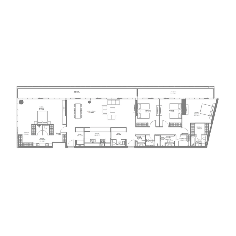 The Gate 6 4 bed floor plan, 3,190 sqft