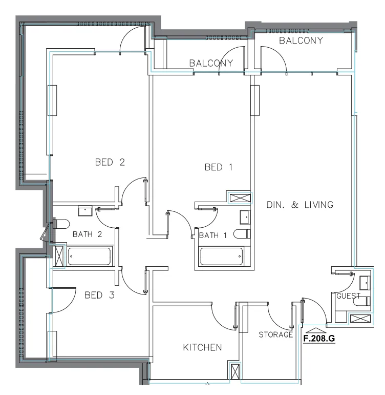 Janayen Avenue 3 bed floor plan, 1,828 sqft