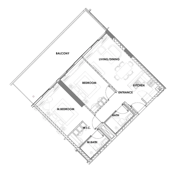 Golf Greens 2 bed floor plan, 1,160 – 1,163 sqft