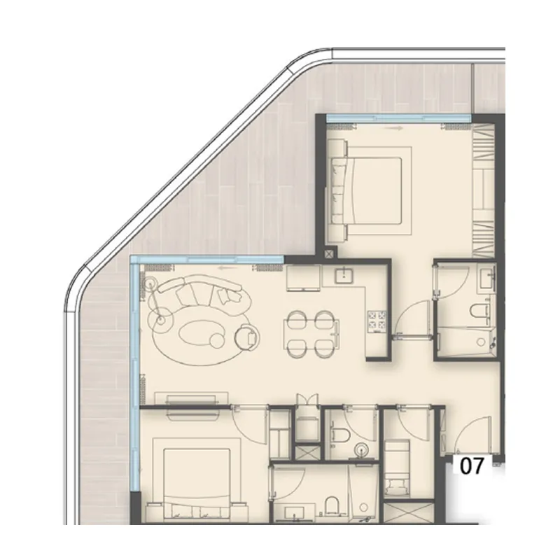 Enre Residence by Imtiaz 2 bed floor plan, 1,310 sqft