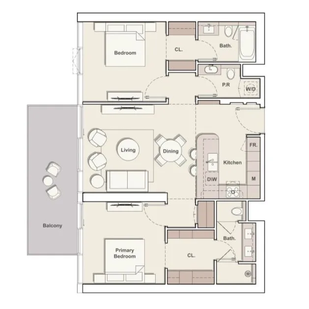 The Meriva Collection 2 bed floor plan, 1,282 sqft