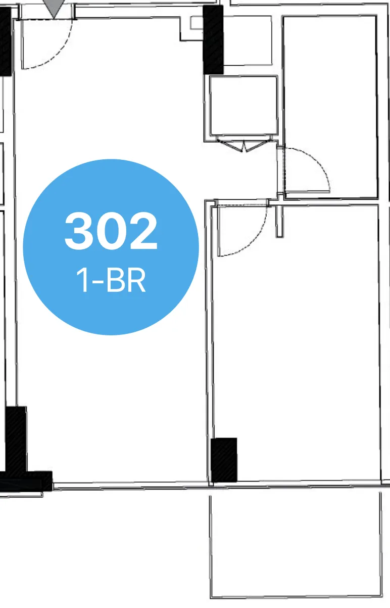 Edgewater Residences 1, 2 and 3 1 bed floor plan, 772 sqft