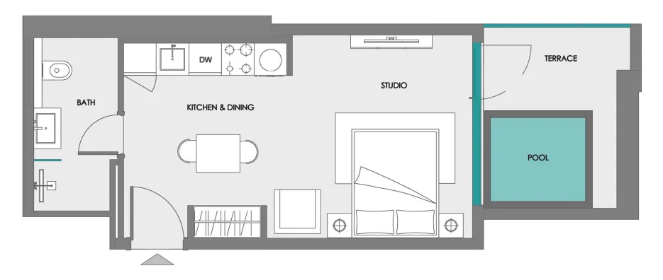 Samana Boulevard Heights Studio floor plan, 446 sqft