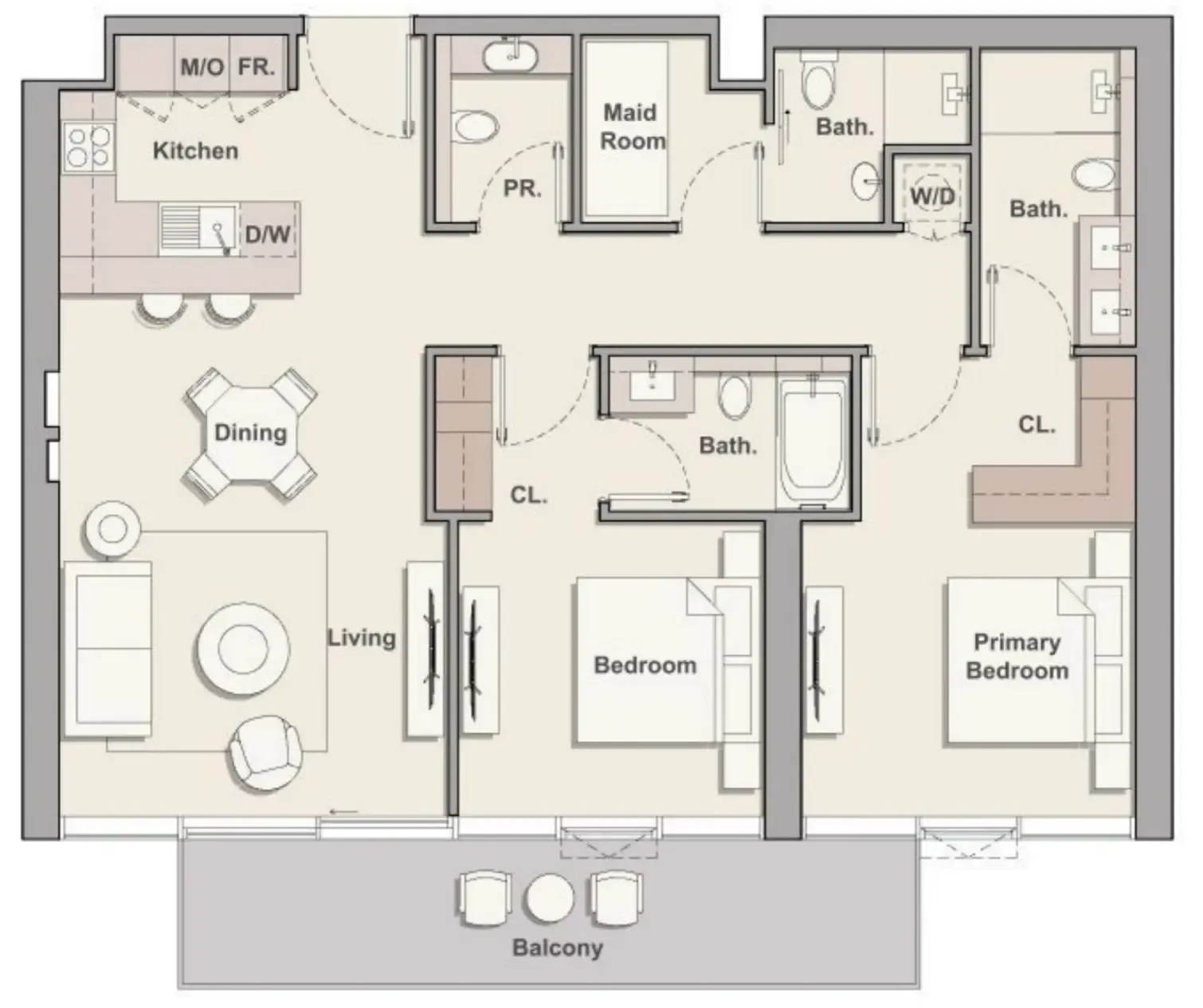 Soto Grande 2 bed floor plan, 1,252 sqft