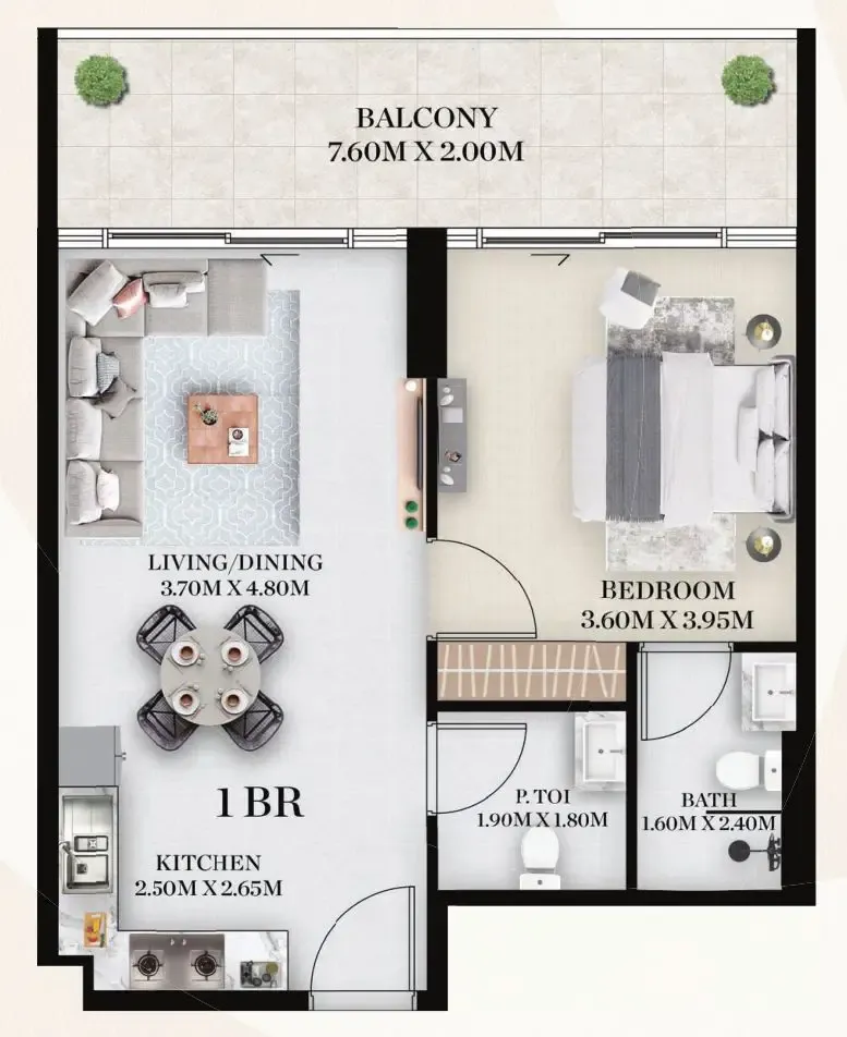 Chapter 01 by Newbury 1 bed floor plan, 751 sqft