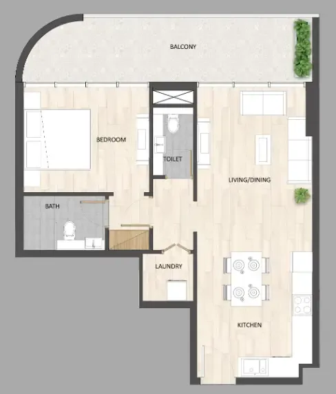 Barari Palace 1 bed floor plan, 829 sqft
