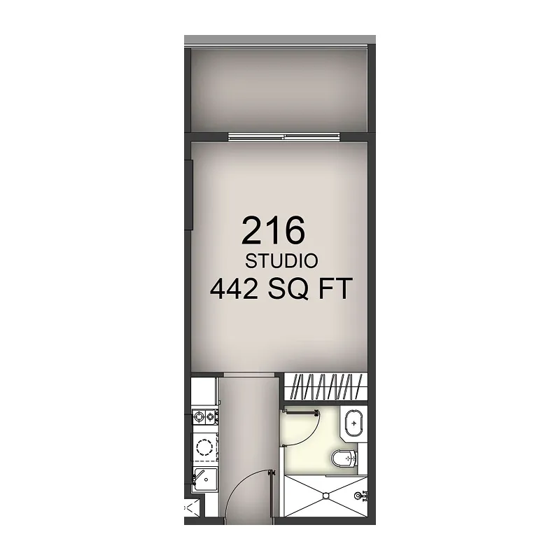 Aizel Tower Studio floor plan, 442 sqft