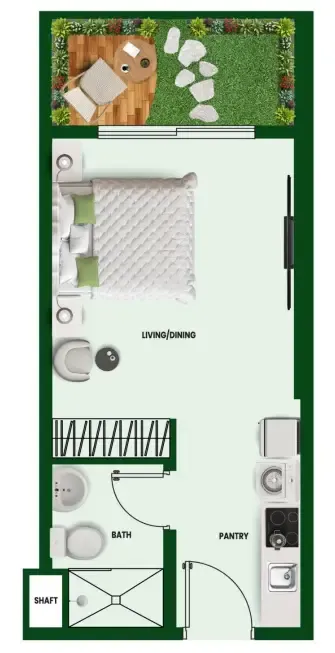 Vincitore Wellness Estate Studio floor plan, 405 sqft
