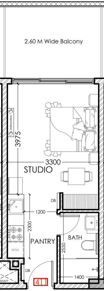Al Haseen Residences 5 Studio floor plan, 372 sqft