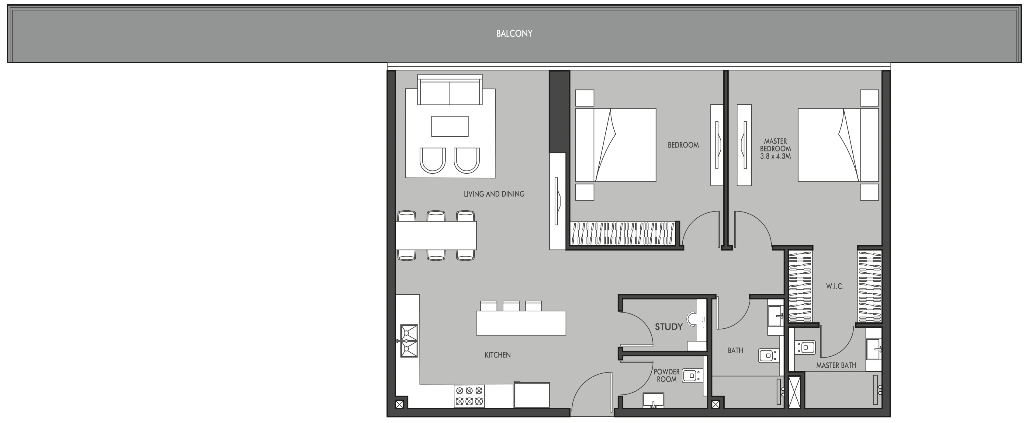 Golf Place 2 bed floor plan, 1,541 sqft