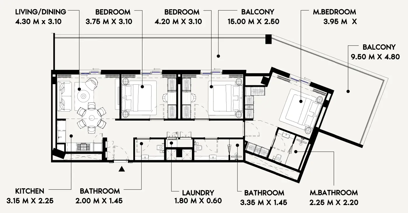 Azizi Lina 3 bed floor plan, 1,759 sqft