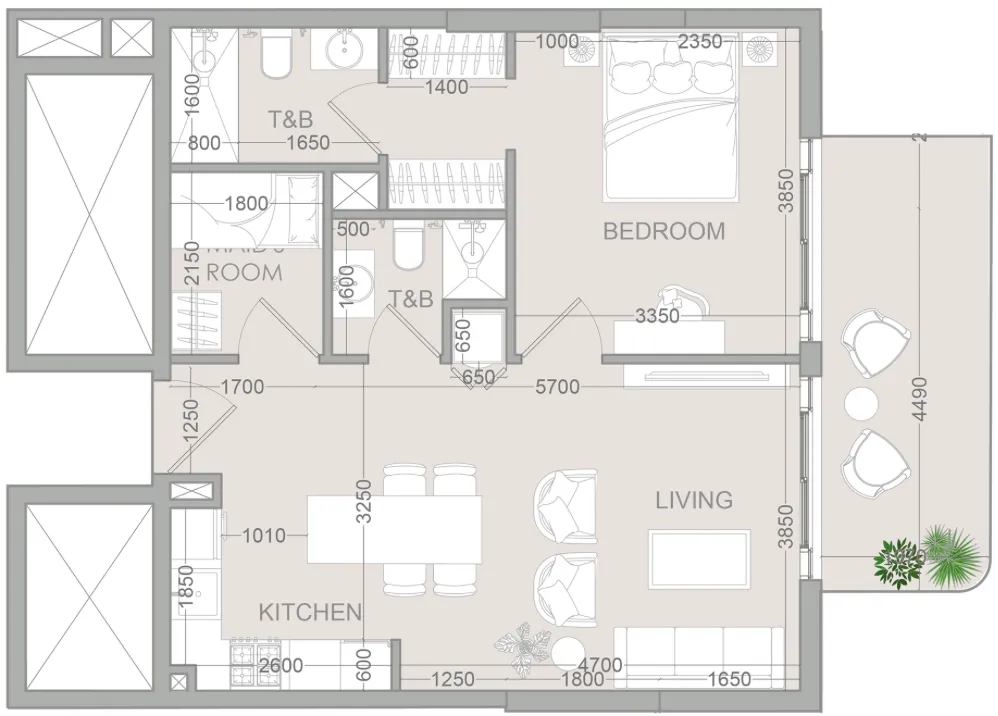 TETR1S Tower 1 bed floor plan, 771 sqft