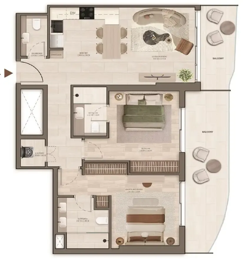 Stax 2 bed floor plan, 1,098 sqft