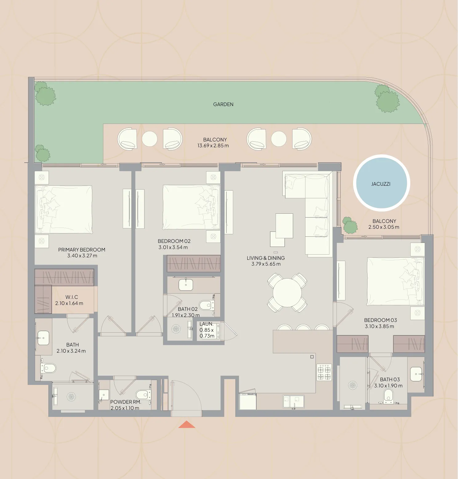 Mayfair Nexus 3 bed floor plan, 1,930 – 1,964 sqft