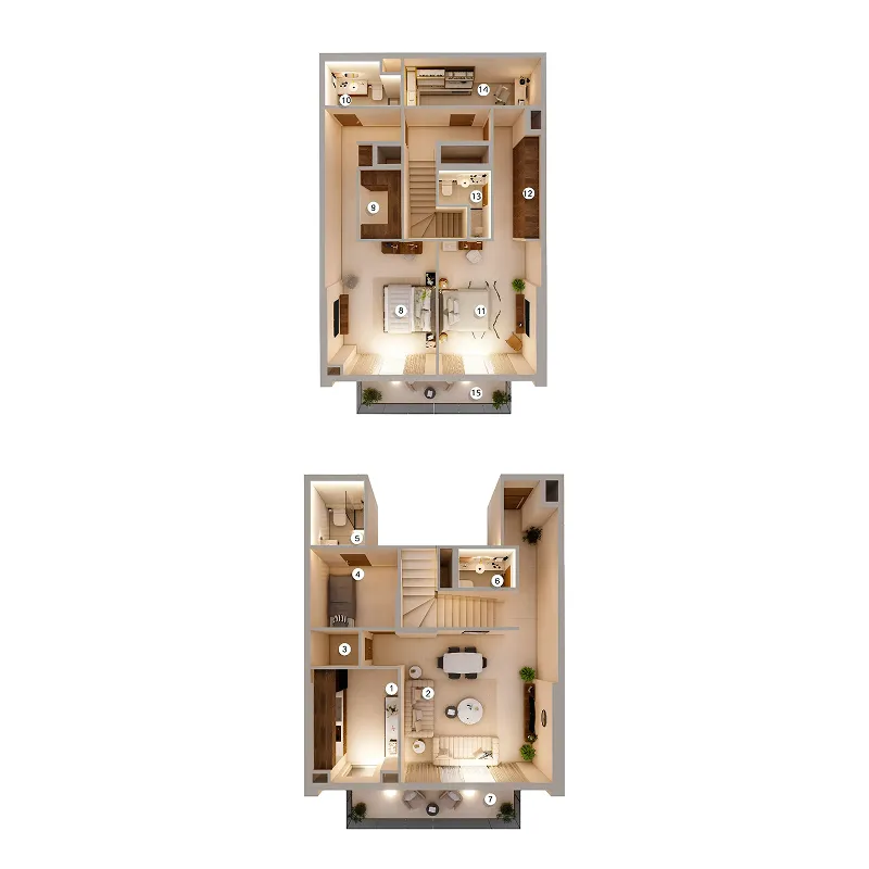 Q Gardens Loft 2 bed floor plan, 2,166 sqft