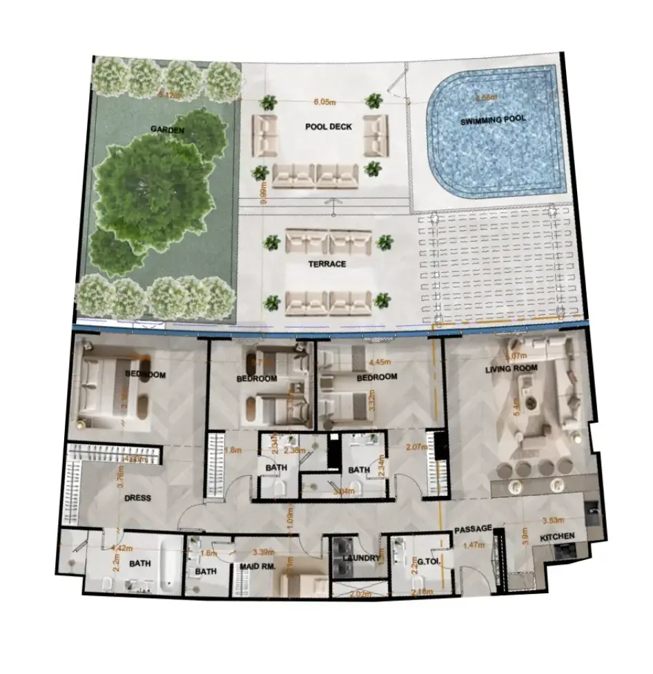 Radiant Terrace 3 bed floor plan, 3,793 sqft