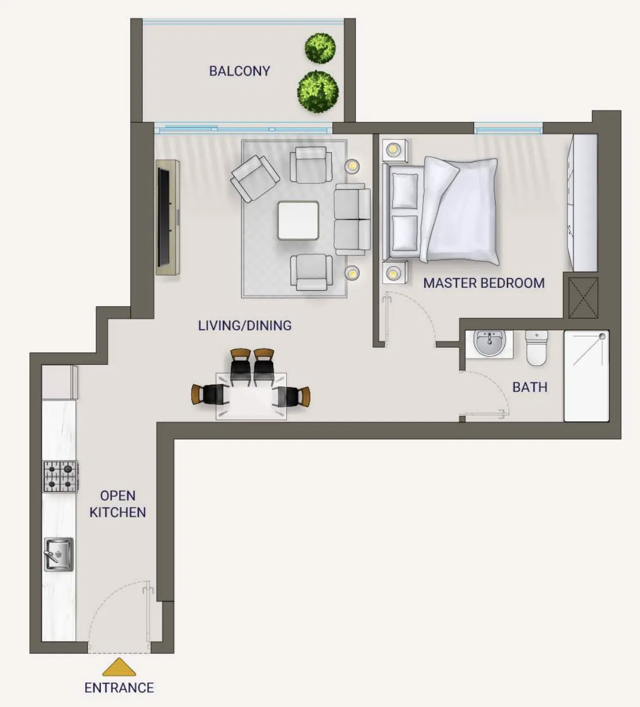 Nexara by 7th Key 1 bed floor plan, 660 sqft