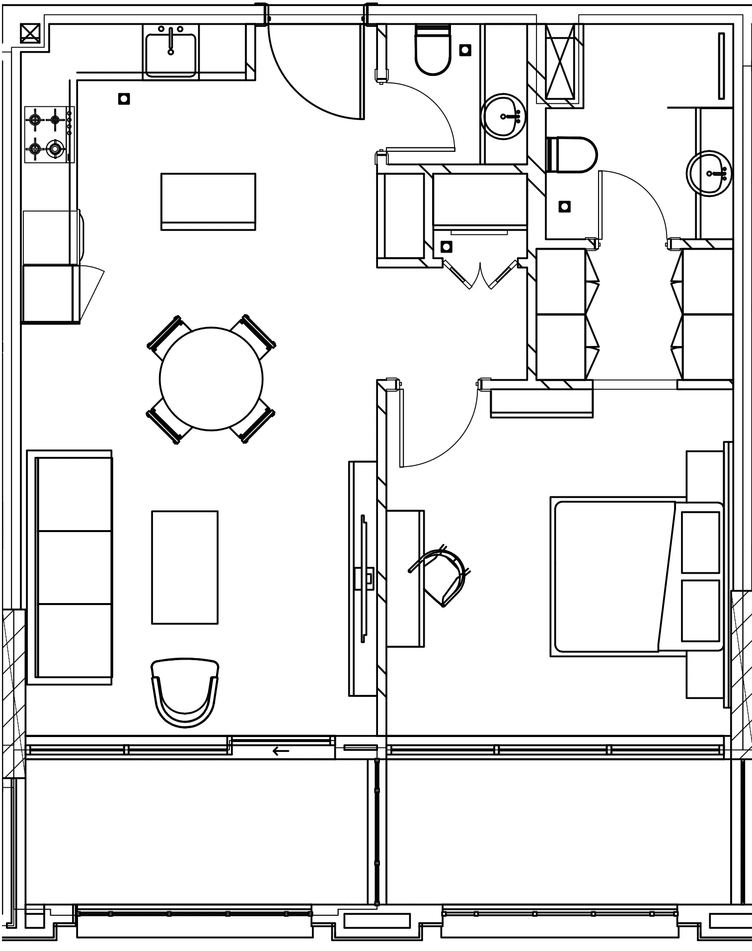 Berkeley Square 1 bed floor plan, 725 sqft