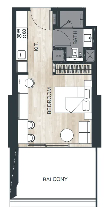 Binghatti Ghost Studio floor plan, 472 – 474 sqft
