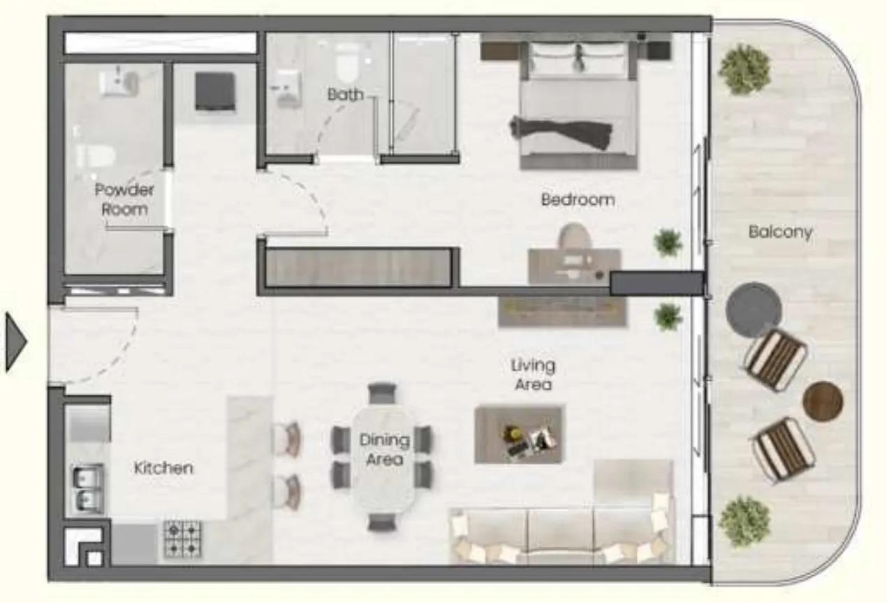Saddlewood Park 1 bed floor plan, 771 sqft