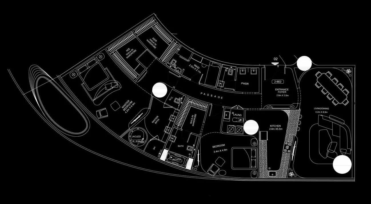 Bugatti Residences by Binghatti 2 bed floor plan, 3,081 sqft
