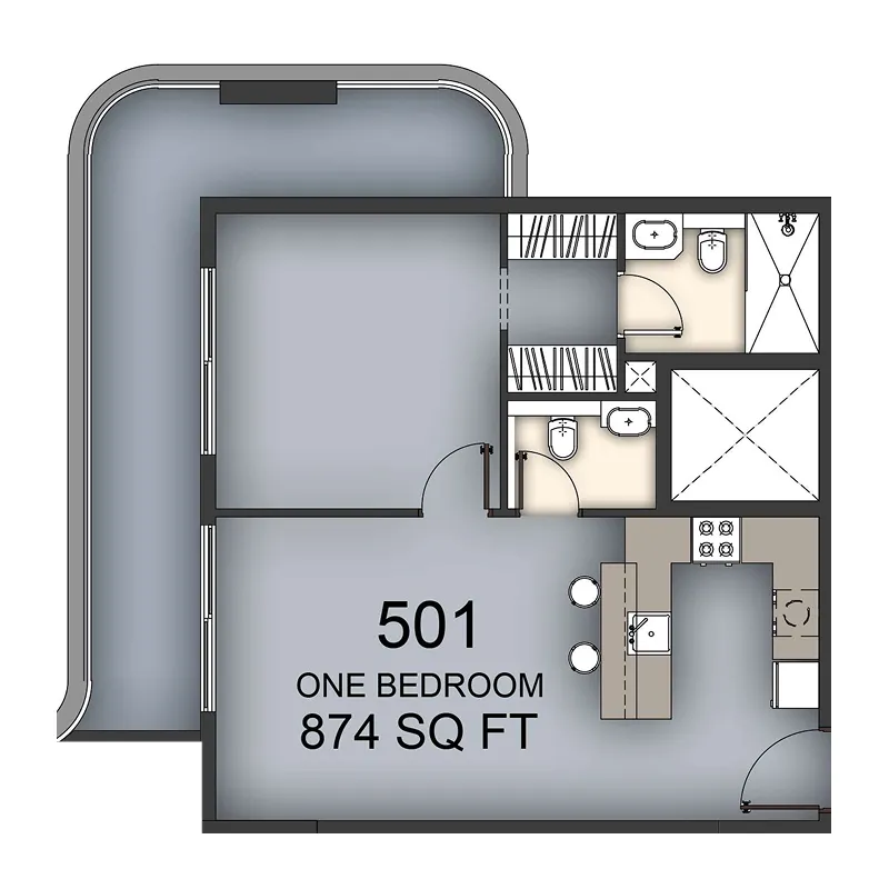 Aizel Tower 1 bed floor plan, 865 sqft