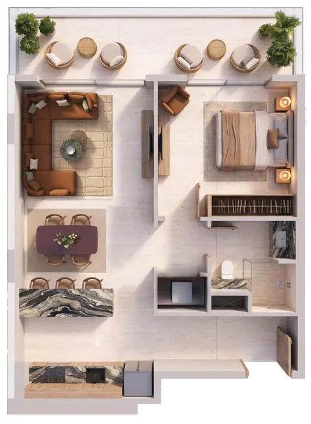 Binghatti Spectre 1 bed floor plan, 700 – 1,614 sqft