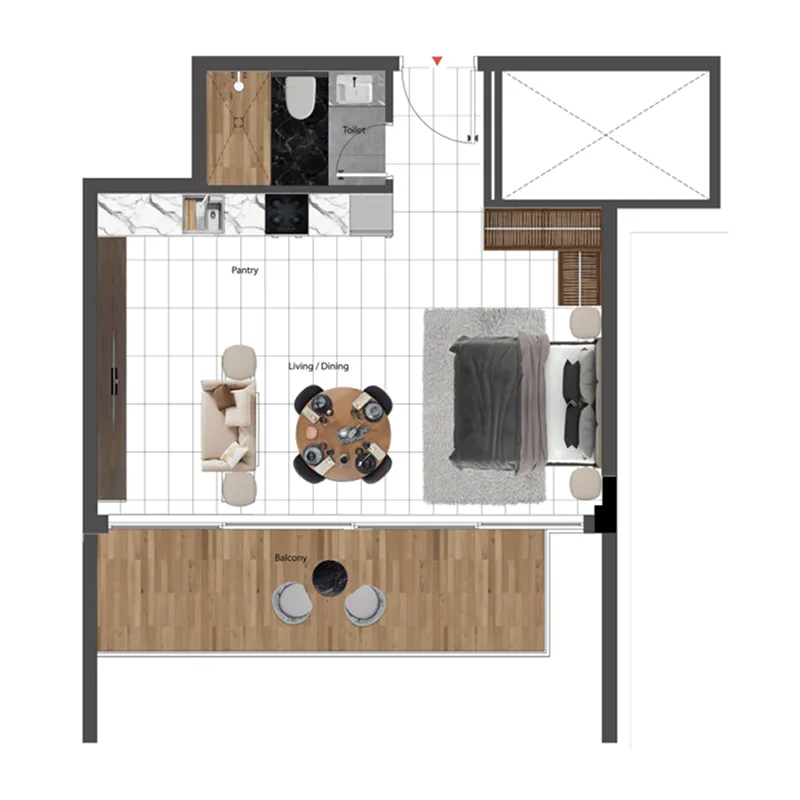 Park Lane 2 by Heilbronn Studio floor plan, 667 sqft