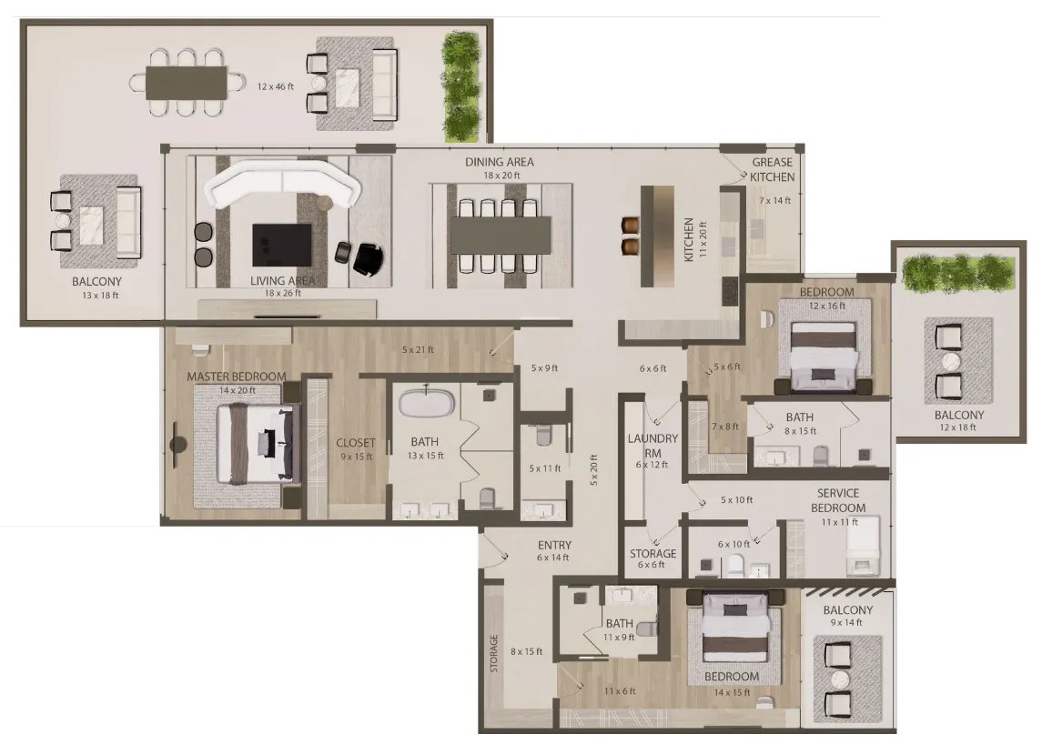 Omoria Private Residences 3 bed floor plan, 4,508 sqft