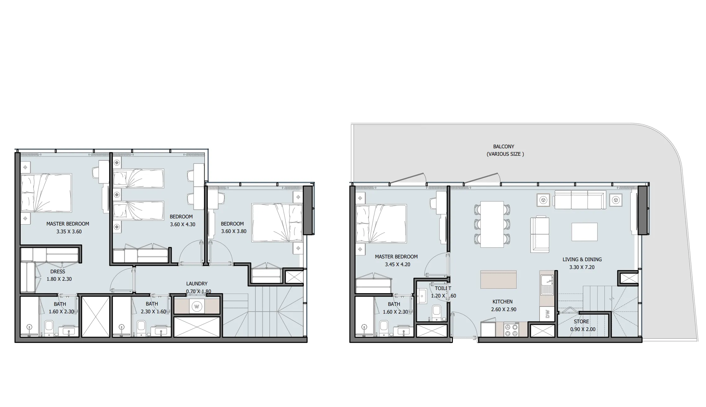 Reportage Tower 4 bed floor plan, 1,966 sqft