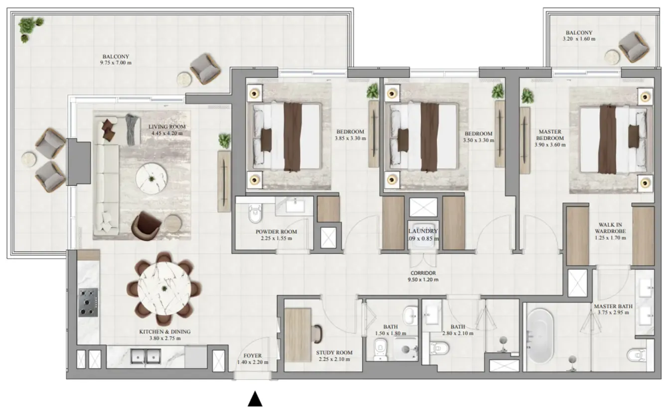 Greencrest 3 bed floor plan, 1,877 sqft