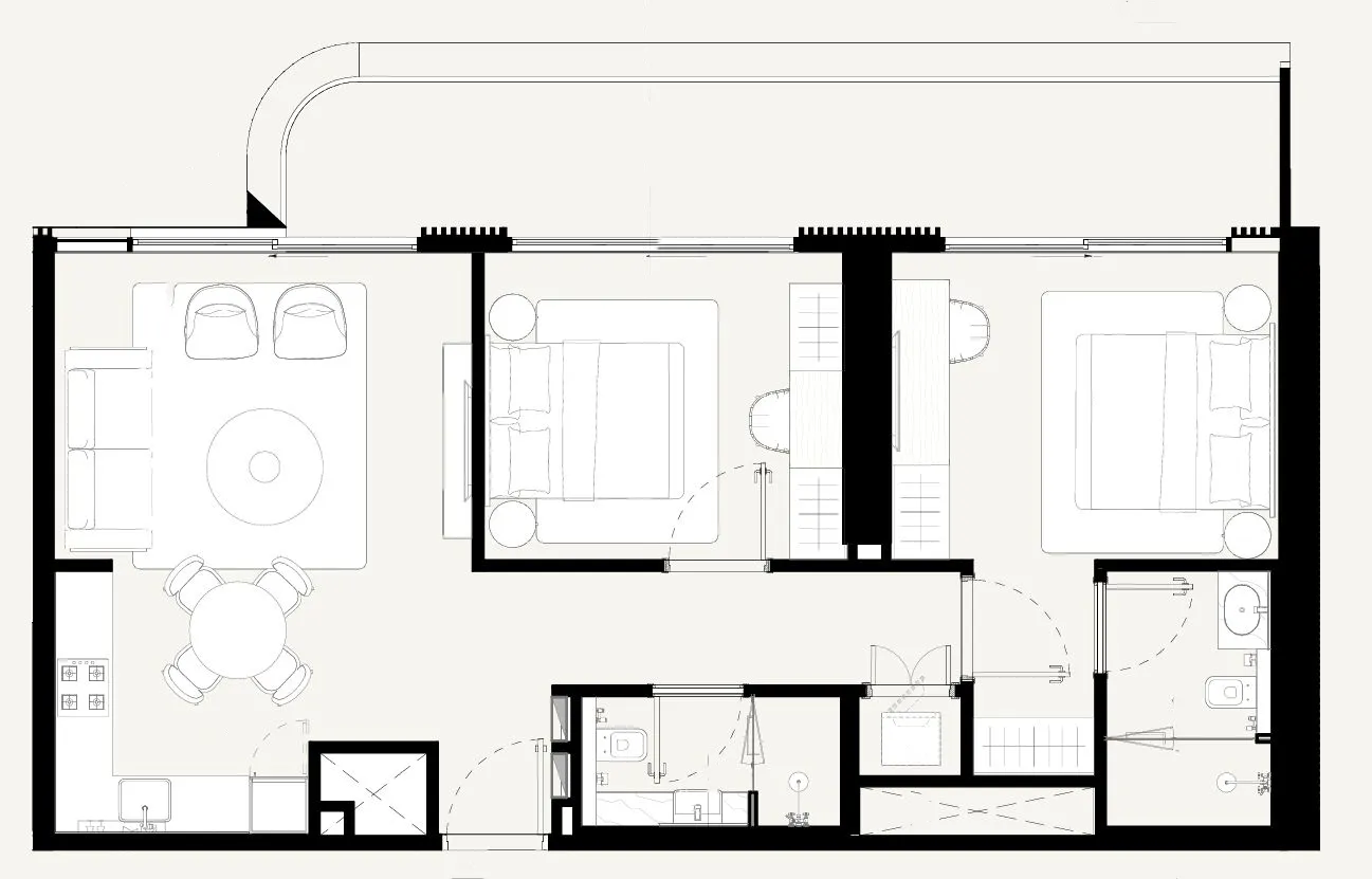 Azizi Abraham 2 bed floor plan, 1,019 sqft