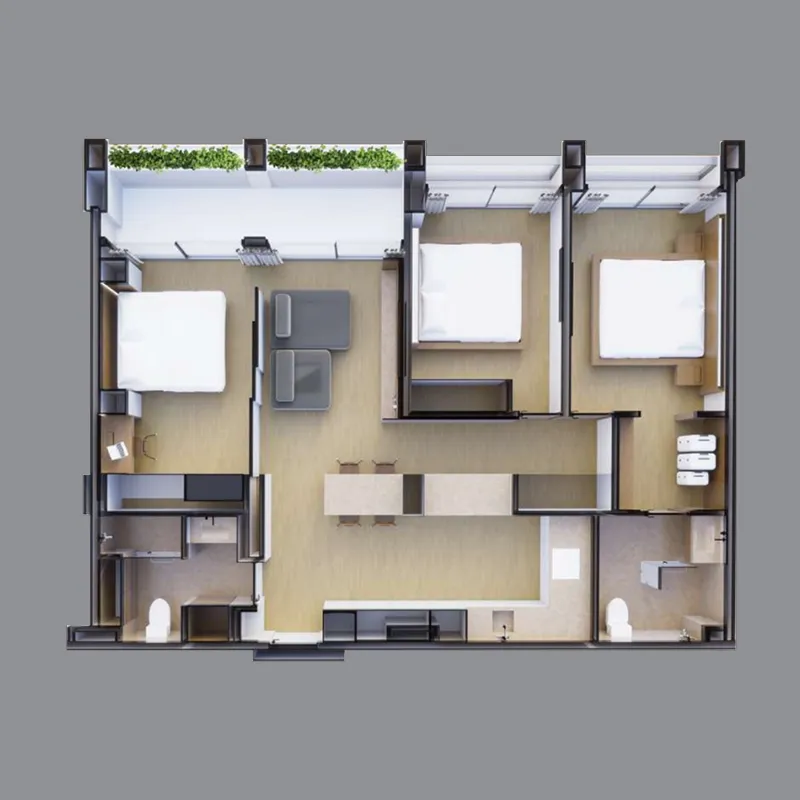 Terra Grove Layan 3 bed floor plan, 1,162 sqft