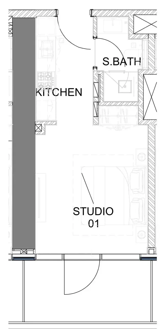 Damac Safa Gate Studio floor plan, 395 sqft