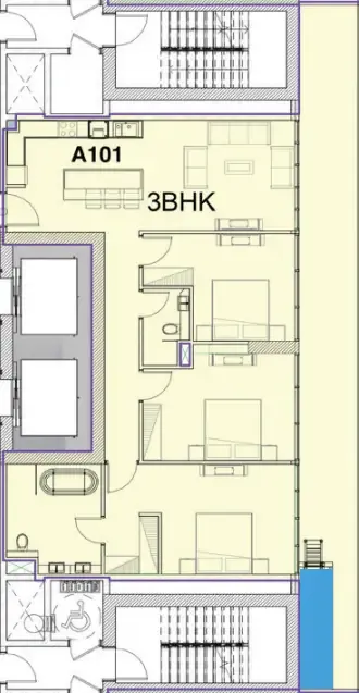 Ocean Pearl 1 and 2 3 bed floor plan, 1,745 sqft
