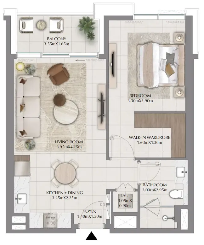Terra Woods 1 bed floor plan, 745 sqft