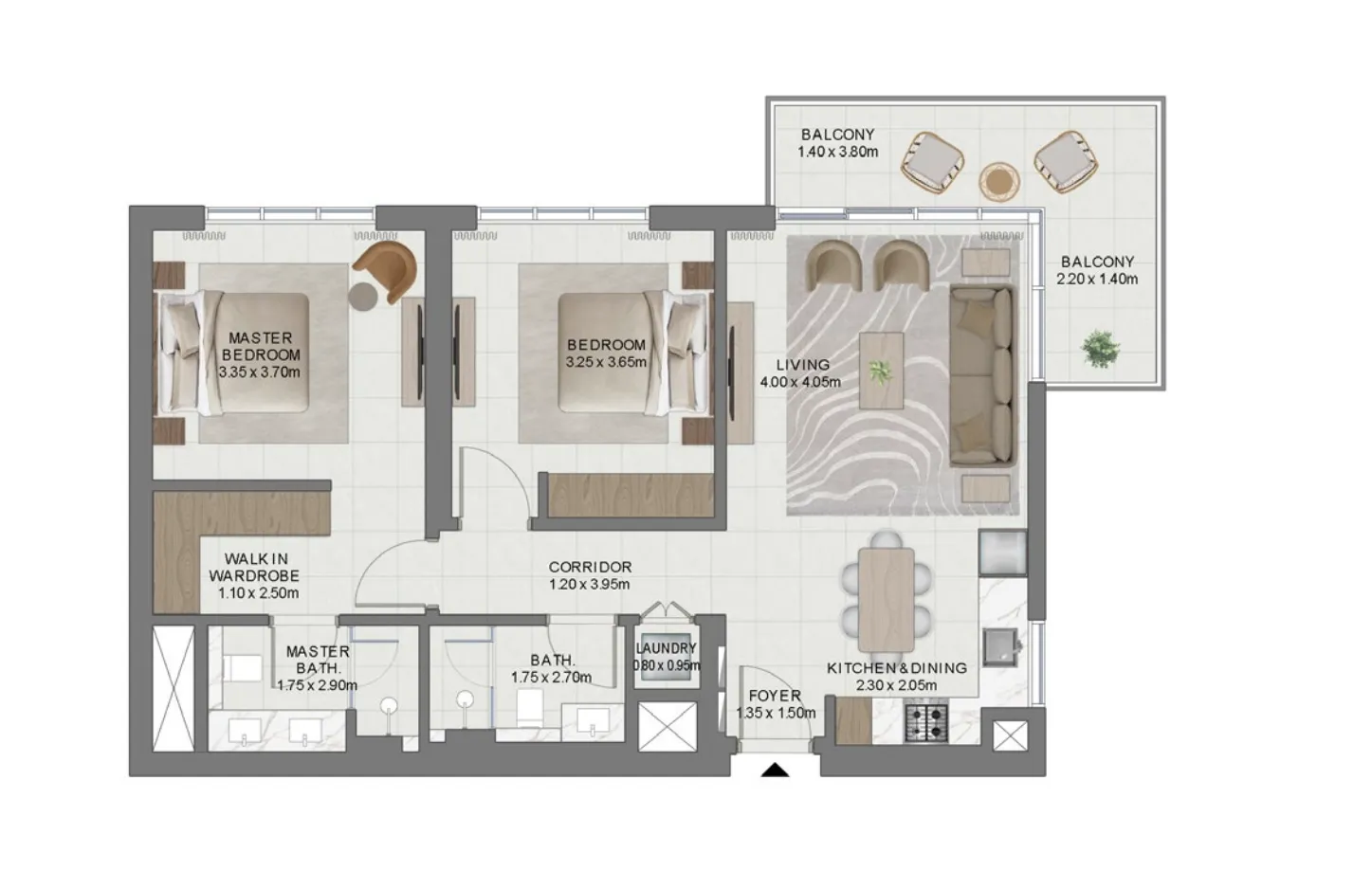 Golf Hills 2 2 bed floor plan, 1,070 sqft