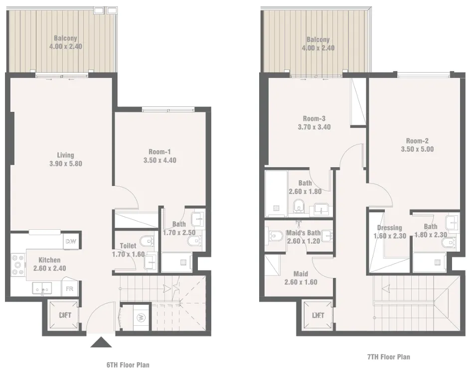Bab Al Qasr Garden Residences 65 3 bed floor plan, 1,800 sqft