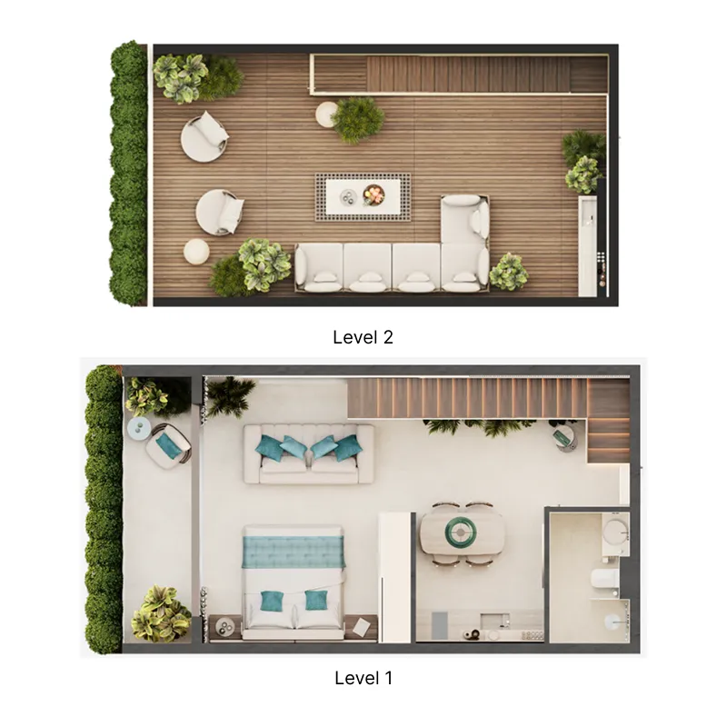 Pandawa Dream 1 bed floor plan, 990 – 1,012 sqft