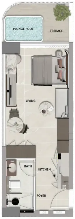 South Lofts Studio floor plan, 384 sqft