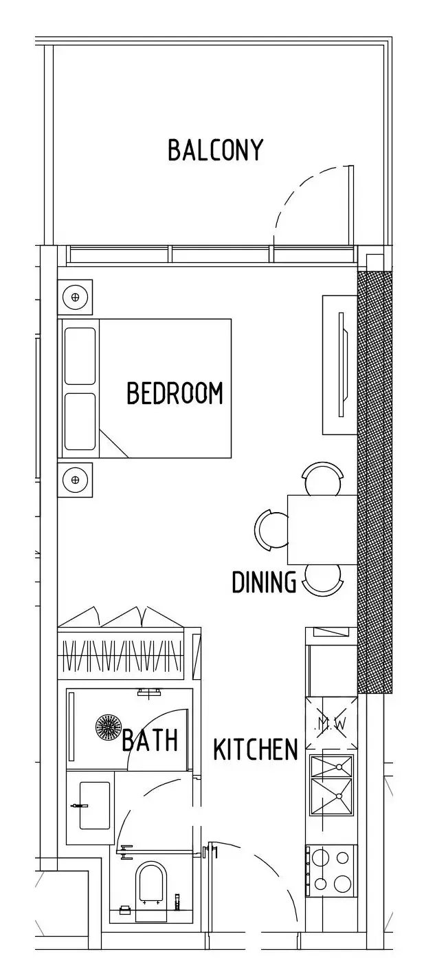 Damac District Studio floor plan, 413 sqft