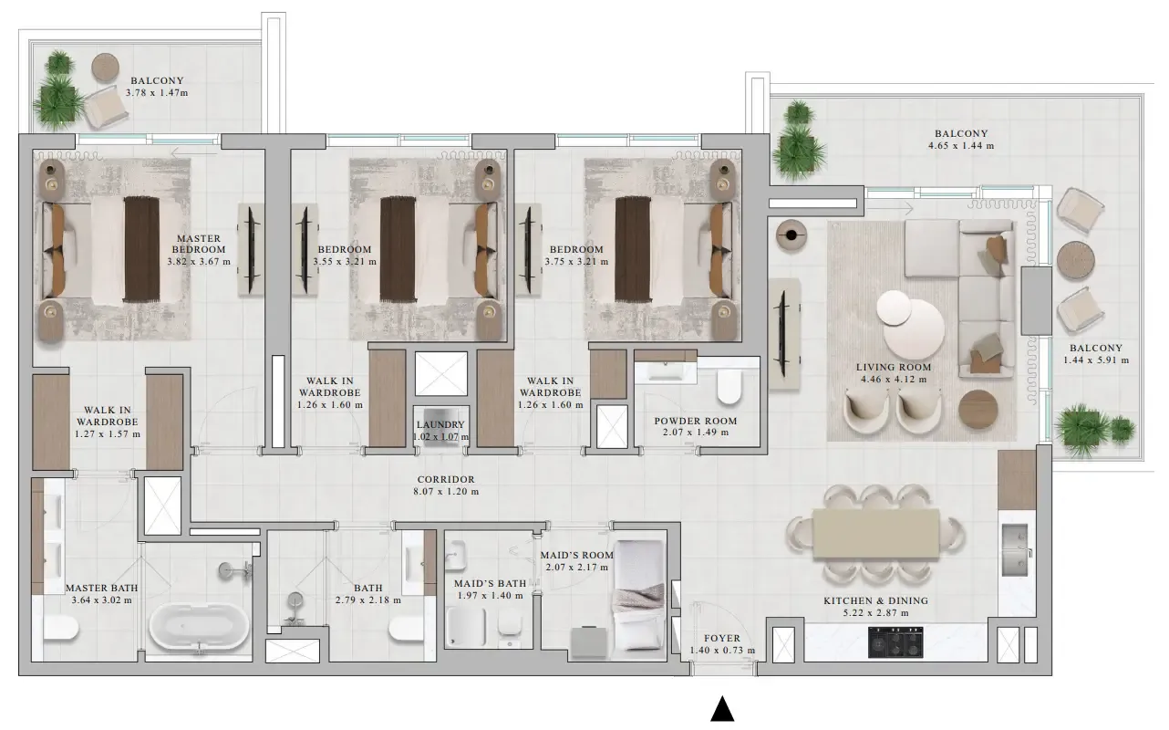 Rosehill 3 bed floor plan, 1,744 sqft