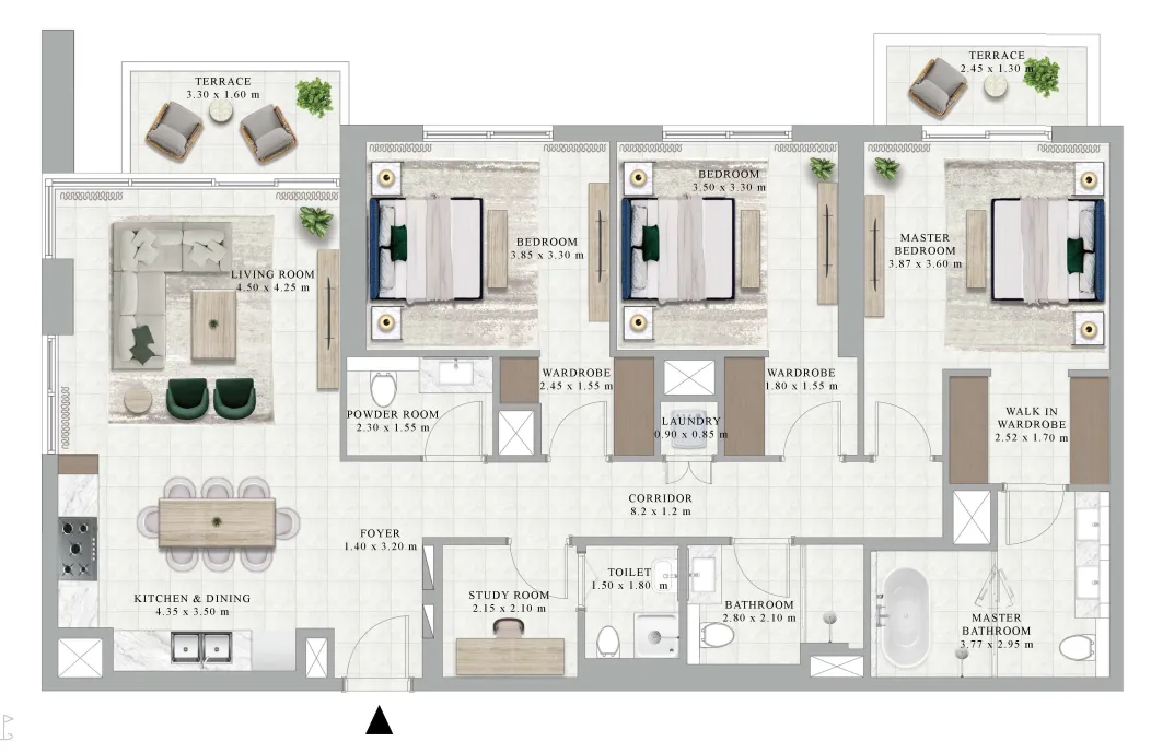 Golf Hillside 3 bed floor plan, 1,603 sqft