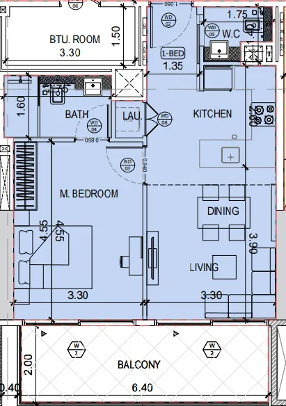 Binghatti Amberhall 1 bed floor plan, 687 – 1,534 sqft