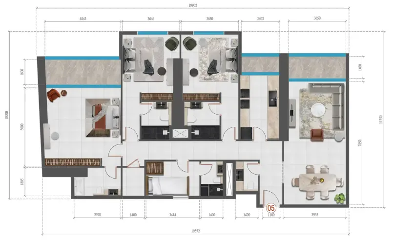 Faradis Tower 3 bed floor plan, 1,980 sqft