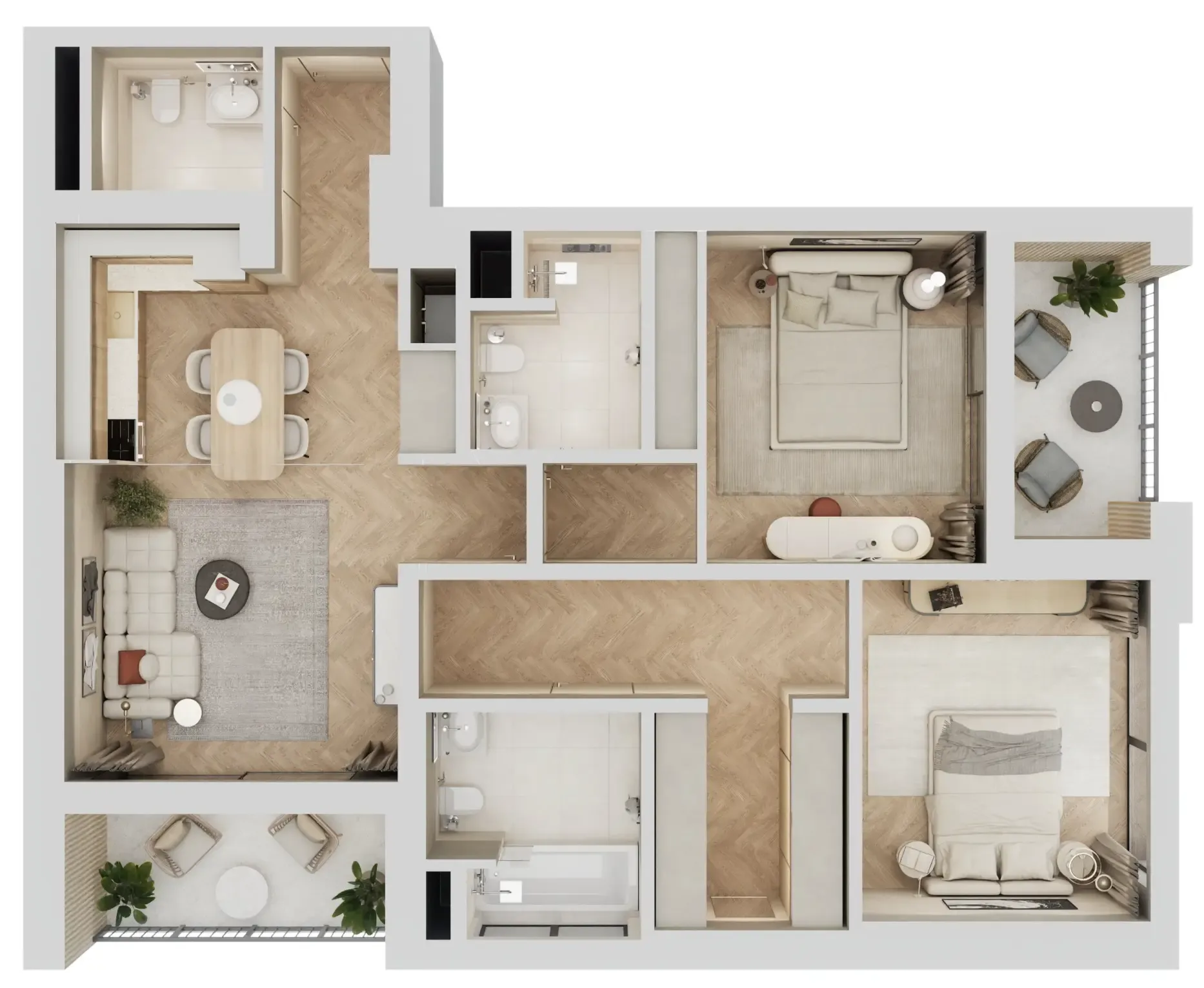 Arisha Terraces 2 bed floor plan, 1,185 sqft